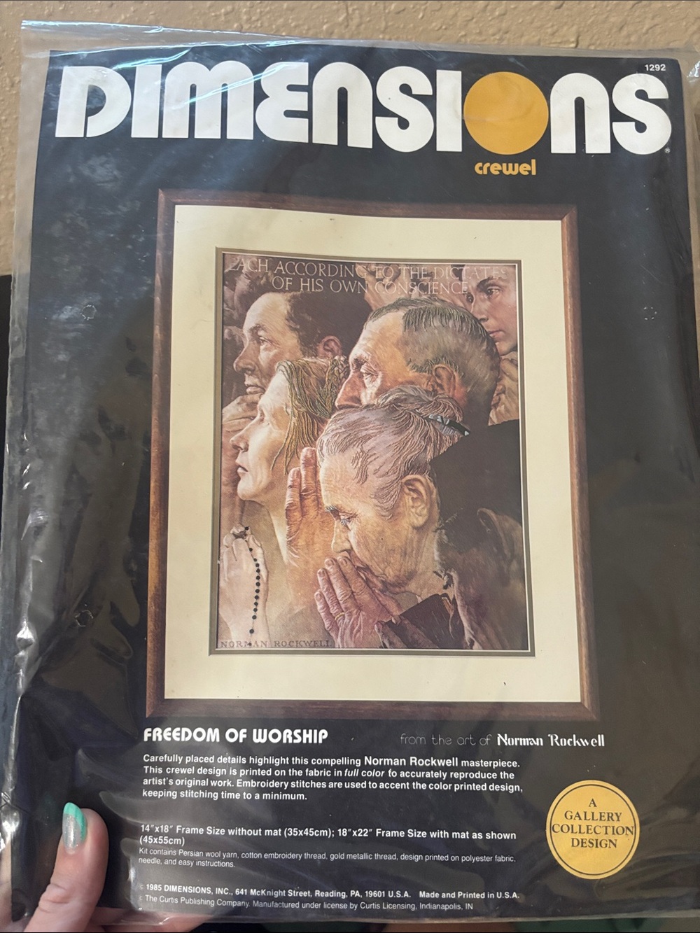 Dimensions Freedom of Worship Crewel Wall Art Kit - Black and Cream
